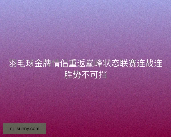 羽毛球金牌情侣重返巅峰状态联赛连战连胜势不可挡